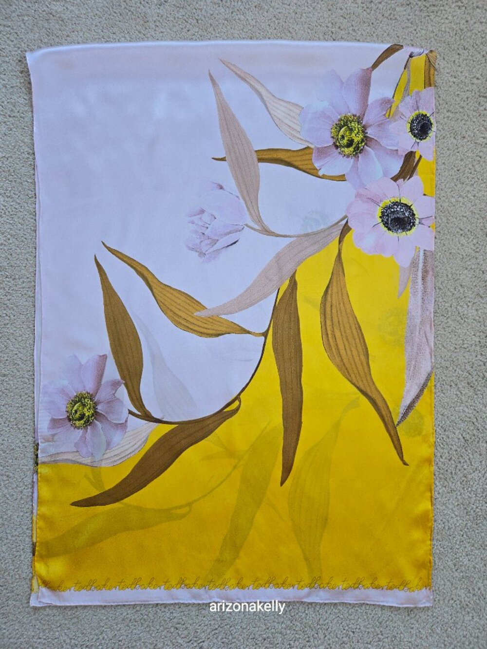 NWOT Ted Baker Silk Long Caitiee Cabana Scarf Hand Rolled Oblong Floral - Picture 7 of 12